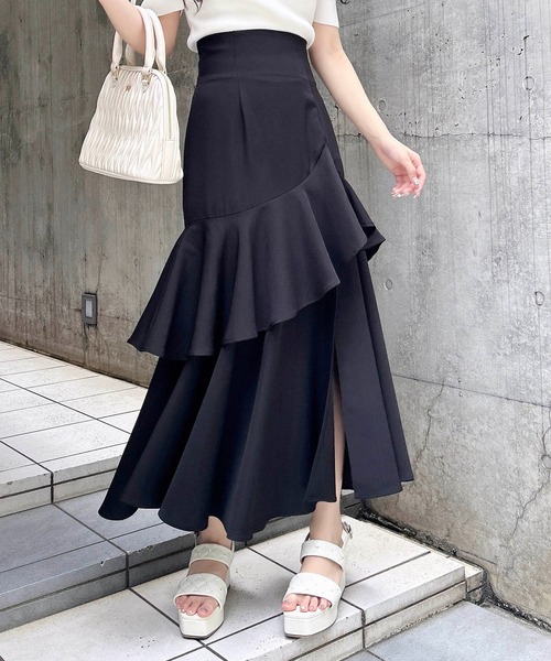 INGNI（イング）の「バックレースアップアシメスリットスカート／A（スカート・レディース・グレー/ブラック/ライトベージュ/ライトグリーン・FREE）」の11枚目の写真