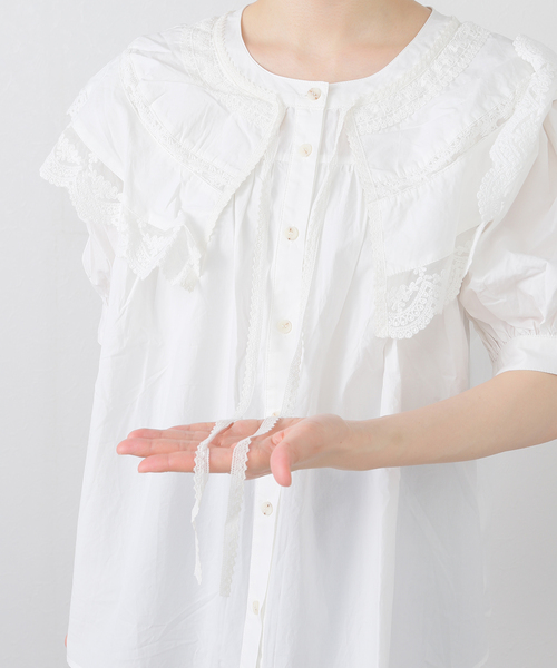 GREEN BUTTER COLLAR LACE ブラウス（シャツ/ブラウス）｜GREEN