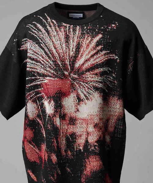 MAISON SPECIAL（メゾンスペシャル）の「《UNISEX》Prime-Over HANABI Short Sleeve Crew Neck Knit T-Shirt/プライムオーバー花火ショートスリーブクルーネックTシャツ【MAISON SPECIAL/メゾンスペシャル】（ニット/セーター・メンズ・その他2/その他1・2/1/0）」の18枚目の写真