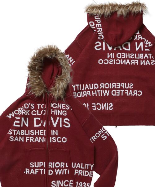 BEN DAVIS（ベンデイビス）】FAUX FUR TRIM KNIT JACKET / オーバー