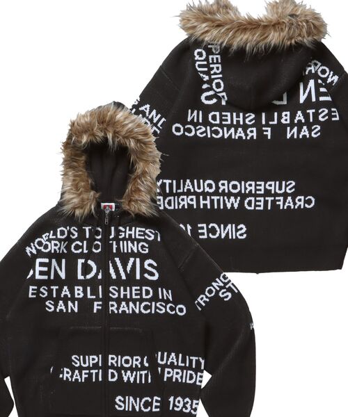 ベンデイビス ジャケット 長袖 アウター ニット ダブルジップ メンズ レディース BEN DAVIS FAUX FUR TRIM KNIT JACKET ベンデービス / ベン デイビス (SA) BEN DAVIS（ベンデイビス）】FAUX FUR TRIM KNIT JACKET / オーバー