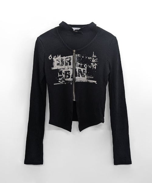 REMUR(レミュール)の「ネックベルトフロントジップ長袖トップス(Tシャツ/カットソー・レディース・ブラック/ベージュ・FREE)」の17枚目の写真