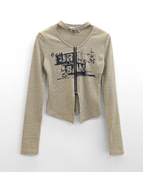 REMUR(レミュール)の「ネックベルトフロントジップ長袖トップス(Tシャツ/カットソー・レディース・ブラック/ベージュ・FREE)」の18枚目の写真
