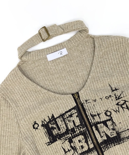 REMUR(レミュール)の「ネックベルトフロントジップ長袖トップス(Tシャツ/カットソー・レディース・ブラック/ベージュ・FREE)」の22枚目の写真