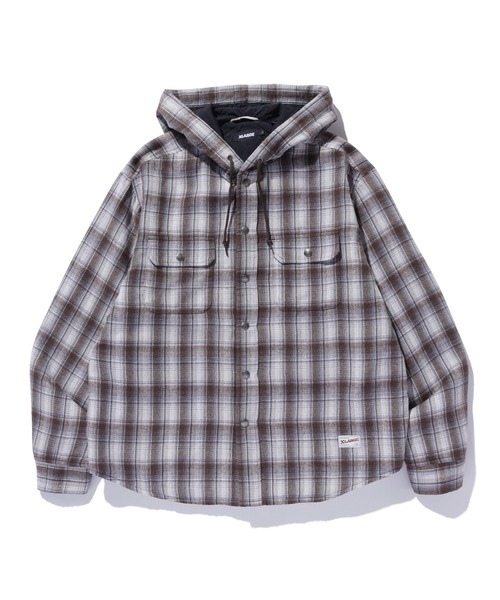 XLARGE（エクストララージ）の「HOODED FLANNEL SHIRT（シャツ/ブラウス・メンズ・ブラック/ブラウン/ネイビー・S/M/L/XL）」の2枚目の写真