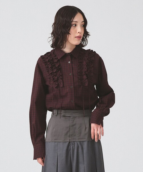 Ray BEAMS(レイビームス)の「チェック フリル ブレード シャツ(シャツ/ブラウス・レディース・ブラック/ワイン・ONE SIZE)」の10枚目の写真