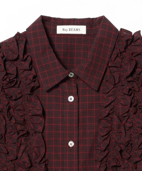 Ray BEAMS(レイビームス)の「チェック フリル ブレード シャツ(シャツ/ブラウス・レディース・ブラック/ワイン・ONE SIZE)」の15枚目の写真