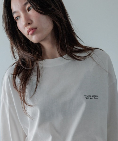 LOWRYS FARM（ローリーズファーム）の「【LFM(U)】ＣＲＥＷ　ＮＥＣＫＴ／ロングスリーブ　 581153（Tシャツ/カットソー・メンズ・ホワイト/ブラウン/グリーン/ブラック/グレー/イエロー・SMALL/MEDIUM/LARGE）」の2枚目の写真