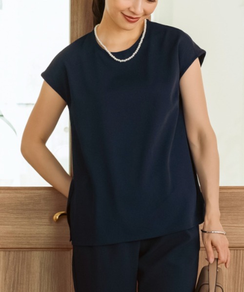 Sono(ソーノ)の「ご自宅でお洗濯可能/日本製/UVカット【SONO/ソーノ】【SONO NAVY/ソーノネイビー】ユーティリティ インナープルオーバー(シャツ/ブラウス・レディース・ネイビー/ブラック/ホワイト・F)」の1枚目の写真