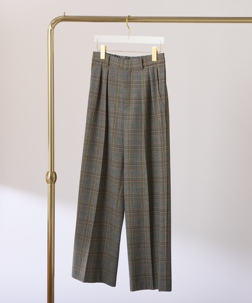 COLLAGE GALLARDAGALANTE（コラージュガリャルダガランテ）の「ウールライクタックワイドパンツ/セットアップ可/WEB限定カラー展開/セレモニー（スラックス・レディース・ブラウン/ネイビー/ベージュ/グレー/チャコールグレー/キャメル/グレー系その他・0/1）」の3枚目の写真