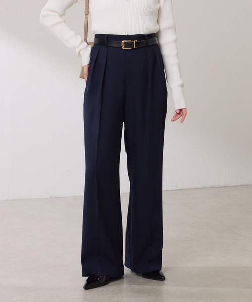 COLLAGE GALLARDAGALANTE（コラージュガリャルダガランテ）の「ウールライクタックワイドパンツ/セットアップ可/WEB限定カラー展開/セレモニー（スラックス・レディース・ブラウン/ネイビー/ベージュ/グレー/チャコールグレー/キャメル/グレー系その他・0/1）」の17枚目の写真