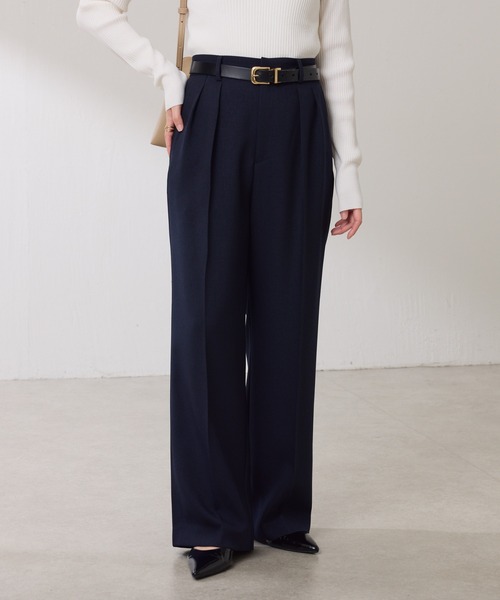 COLLAGE GALLARDAGALANTE（コラージュガリャルダガランテ）の「ウールライクタックワイドパンツ/セットアップ可/WEB限定カラー展開/セレモニー（スラックス・レディース・ブラウン/ネイビー/ベージュ/グレー/チャコールグレー/キャメル/グレー系その他・0/1）」の21枚目の写真