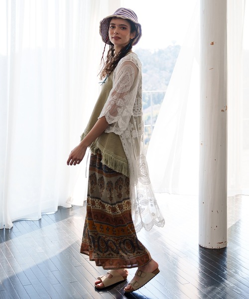 チャイハネ（チャイハネ）の「【チャイハネ】レシアム総レースロングカーディガン（カーディガン/ボレロ・レディース・ブラック/ホワイト・FREE）」の12枚目の写真