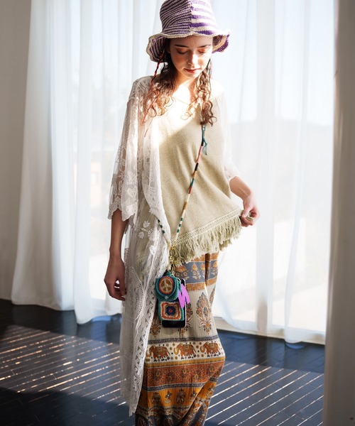 チャイハネ（チャイハネ）の「【チャイハネ】レシアム総レースロングカーディガン（カーディガン/ボレロ・レディース・ブラック/ホワイト・FREE）」の16枚目の写真