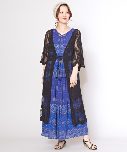 チャイハネ（チャイハネ）の「【チャイハネ】レシアム総レースロングカーディガン（カーディガン/ボレロ・レディース・ブラック/ホワイト・FREE）」の18枚目の写真