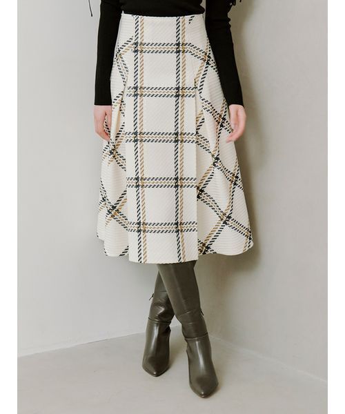 セール】Sustainableロービングチェックミドルスカート（スカート