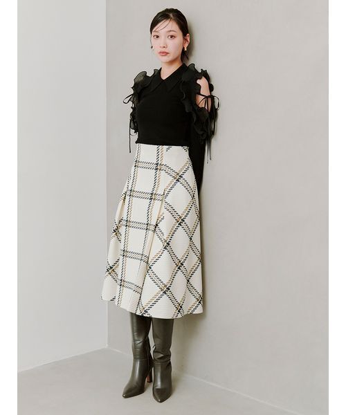 セール】Sustainableロービングチェックミドルスカート（スカート