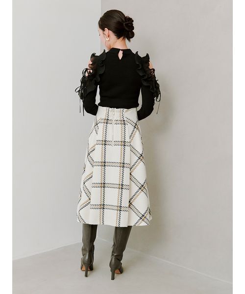 SNIDEL(スナイデル)の「Sustainableロービングチェックミドルスカート(スカート・レディース・レッド/ブラウン/アイボリー・0/1)」の20枚目の写真
