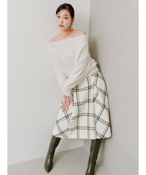 セール】Sustainableロービングチェックミドルスカート（スカート