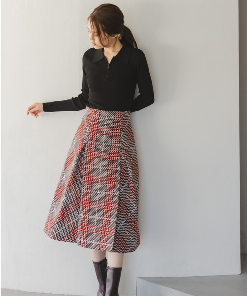 Sustainableロービングチェックミドルスカート（スカート）｜SNIDEL
