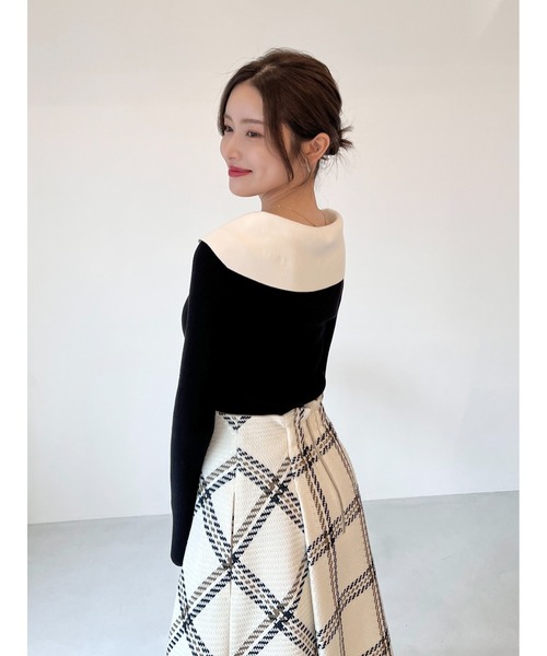 SNIDEL(スナイデル)の「Sustainableロービングチェックミドルスカート(スカート・レディース・レッド/ブラウン/アイボリー・0/1)」の12枚目の写真