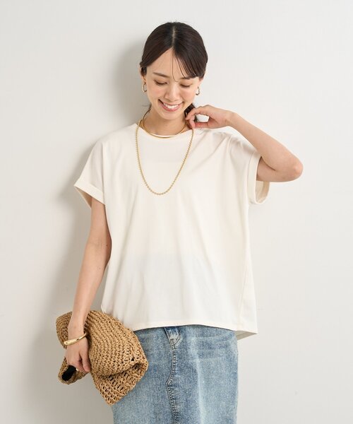 un dix cors（アンディコール）の「《UVカット・速乾・夏に快適◎》冷感プレーティング天竺カットソー（Tシャツ/カットソー・レディース・ホワイト/バーガンディー/グリーン/ブラック・FREE）」の5枚目の写真