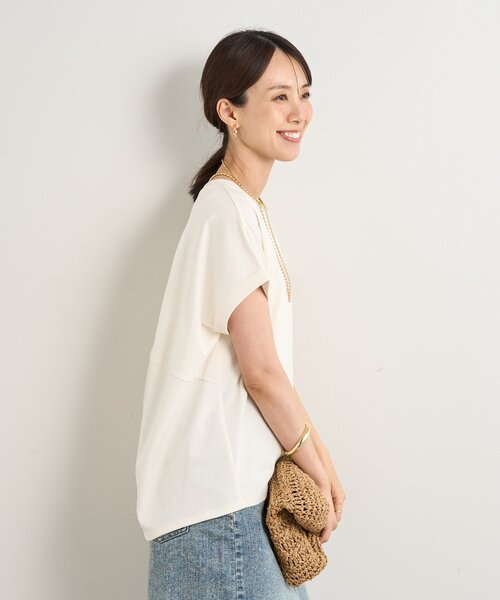 un dix cors（アンディコール）の「《UVカット・速乾・夏に快適◎》冷感プレーティング天竺カットソー（Tシャツ/カットソー・レディース・ホワイト/バーガンディー/グリーン/ブラック・FREE）」の7枚目の写真