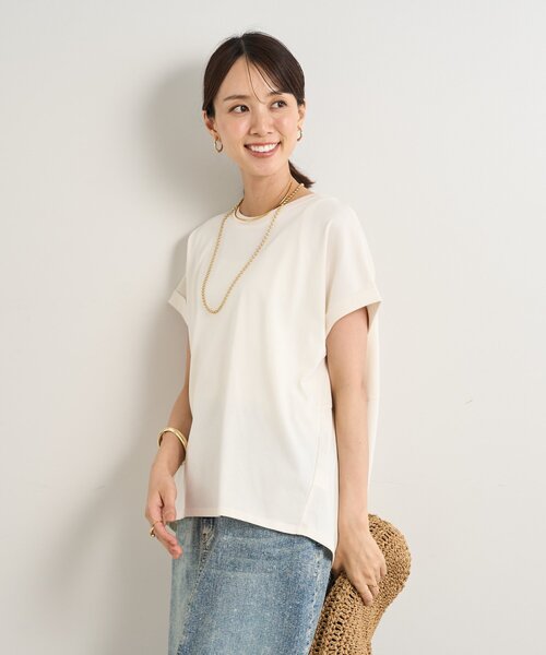 un dix cors（アンディコール）の「《UVカット・速乾・夏に快適◎》冷感プレーティング天竺カットソー（Tシャツ/カットソー・レディース・ホワイト/バーガンディー/グリーン/ブラック・FREE）」の9枚目の写真