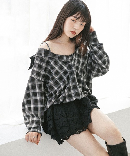 Heather(ヘザー)の「ドッキングバルーンシャツ 582407(シャツ/ブラウス・レディース・ブルー系その他/ブラック系その他/オフホワイト・FREE)」の2枚目の写真