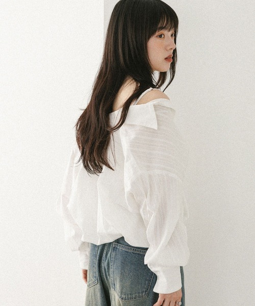 Heather(ヘザー)の「ドッキングバルーンシャツ 582407(シャツ/ブラウス・レディース・ブルー系その他/ブラック系その他/オフホワイト・FREE)」の7枚目の写真