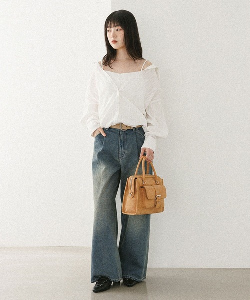 ブラウス シャツ ドッキングバルーンシャツ　582407 レディース ドッキングバルーンシャツ 582407（シャツ/ブラウス）｜Heather