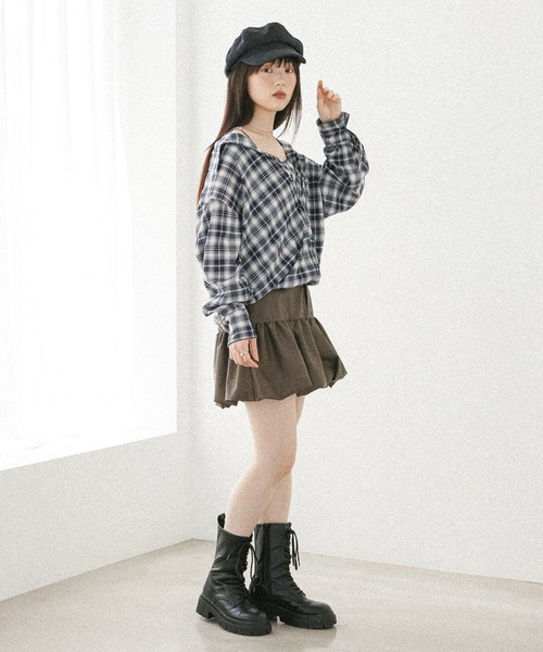 Heather(ヘザー)の「ドッキングバルーンシャツ 582407(シャツ/ブラウス・レディース・ブルー系その他/ブラック系その他/オフホワイト・FREE)」の17枚目の写真