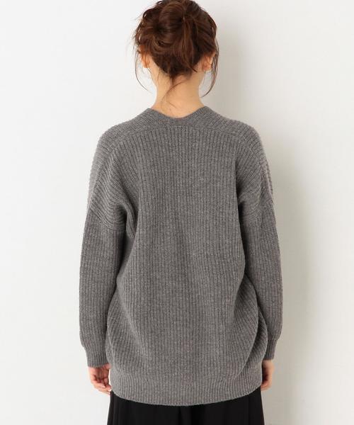 Another Edition（アナザーエディション）の「Vネック畦ヘンケイニットプルオーバー/ AEBC V/N アゼ ヘンケイ PO◆（ニット/セーター・レディース・ベージュ/グレー/ネイビー・フリー）」の4枚目の写真