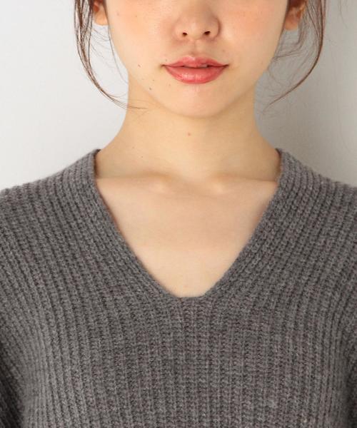 Another Edition（アナザーエディション）の「Vネック畦ヘンケイニットプルオーバー/ AEBC V/N アゼ ヘンケイ PO◆（ニット/セーター・レディース・ベージュ/グレー/ネイビー・フリー）」の13枚目の写真