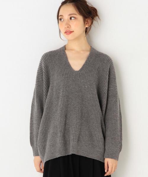 Another Edition（アナザーエディション）の「Vネック畦ヘンケイニットプルオーバー/ AEBC V/N アゼ ヘンケイ PO◆（ニット/セーター・レディース・ベージュ/グレー/ネイビー・フリー）」の16枚目の写真