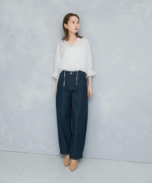 URBAN RESEARCH ROSSO WOMEN（アーバンリサーチ　ロッソ）の「クールタッチセミシアーフリルブラウス（シャツ/ブラウス・レディース・ブラック/オフホワイト/イエロー・FREE）」の9枚目の写真