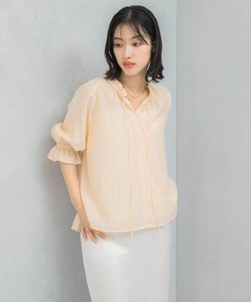 URBAN RESEARCH ROSSO WOMEN（アーバンリサーチ　ロッソ）の「クールタッチセミシアーフリルブラウス（シャツ/ブラウス・レディース・ブラック/オフホワイト/イエロー・FREE）」の15枚目の写真