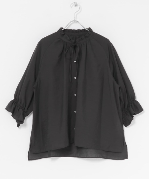 URBAN RESEARCH ROSSO WOMEN（アーバンリサーチ　ロッソ）の「クールタッチセミシアーフリルブラウス（シャツ/ブラウス・レディース・ブラック/オフホワイト/イエロー・FREE）」の7枚目の写真