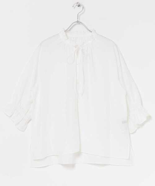 URBAN RESEARCH ROSSO WOMEN（アーバンリサーチ　ロッソ）の「クールタッチセミシアーフリルブラウス（シャツ/ブラウス・レディース・ブラック/オフホワイト/イエロー・FREE）」の8枚目の写真