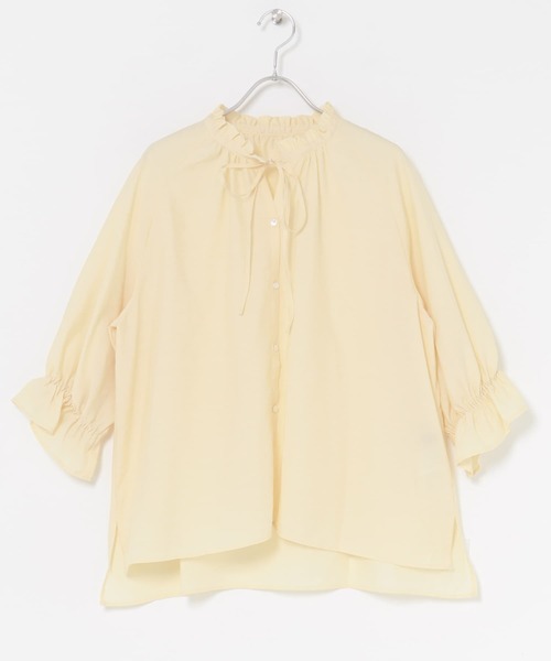 URBAN RESEARCH ROSSO WOMEN（アーバンリサーチ　ロッソ）の「クールタッチセミシアーフリルブラウス（シャツ/ブラウス・レディース・ブラック/オフホワイト/イエロー・FREE）」の9枚目の写真