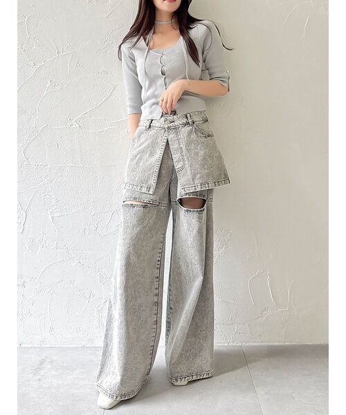 dazzlin（ダズリン）の「ハーフスリーブレイヤードカーデトップス（ニット/セーター・レディース・グレー/アイボリー/ブラック/ピンク/ボルドー・FREE）」の20枚目の写真