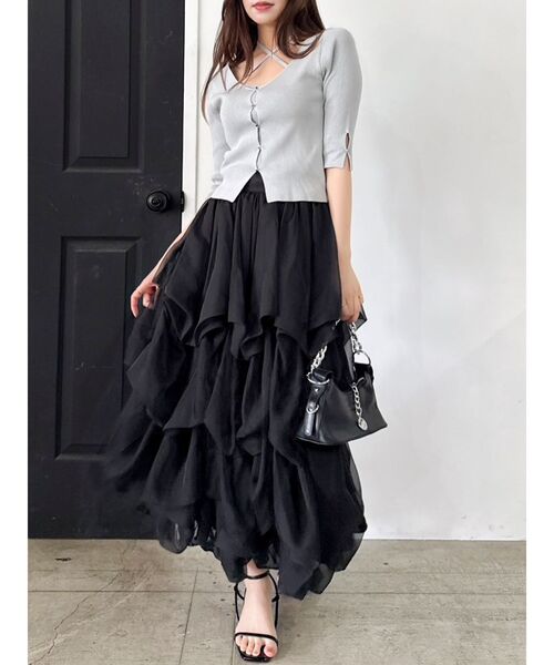 dazzlin（ダズリン）の「ハーフスリーブレイヤードカーデトップス（ニット/セーター・レディース・グレー/アイボリー/ブラック/ピンク/ボルドー・FREE）」の22枚目の写真