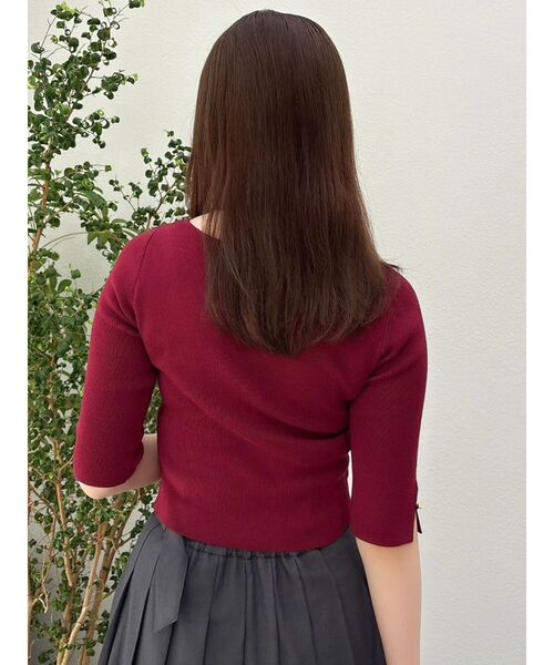 dazzlin（ダズリン）の「ハーフスリーブレイヤードカーデトップス（ニット/セーター・レディース・グレー/アイボリー/ブラック/ピンク/ボルドー・FREE）」の8枚目の写真