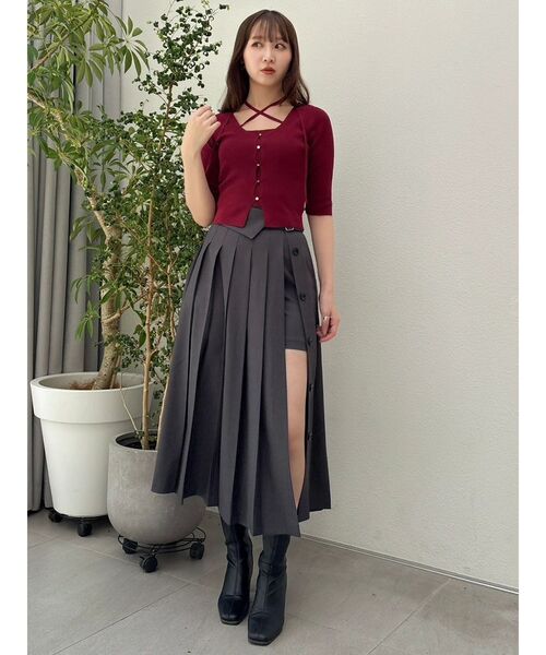 dazzlin（ダズリン）の「ハーフスリーブレイヤードカーデトップス（ニット/セーター・レディース・グレー/アイボリー/ブラック/ピンク/ボルドー・FREE）」の9枚目の写真