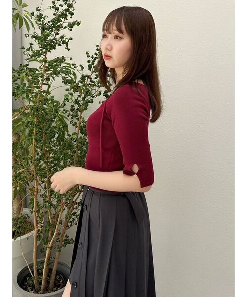 dazzlin（ダズリン）の「ハーフスリーブレイヤードカーデトップス（ニット/セーター・レディース・グレー/アイボリー/ブラック/ピンク/ボルドー・FREE）」の10枚目の写真