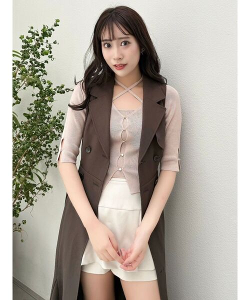 dazzlin（ダズリン）の「ハーフスリーブレイヤードカーデトップス（ニット/セーター・レディース・グレー/アイボリー/ブラック/ピンク/ボルドー・FREE）」の13枚目の写真