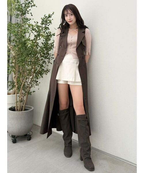 dazzlin（ダズリン）の「ハーフスリーブレイヤードカーデトップス（ニット/セーター・レディース・グレー/アイボリー/ブラック/ピンク/ボルドー・FREE）」の15枚目の写真