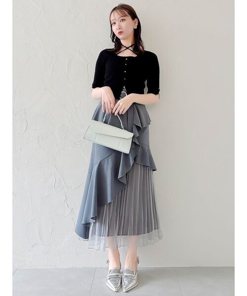 dazzlin（ダズリン）の「ハーフスリーブレイヤードカーデトップス（ニット/セーター・レディース・グレー/アイボリー/ブラック/ピンク/ボルドー・FREE）」の16枚目の写真