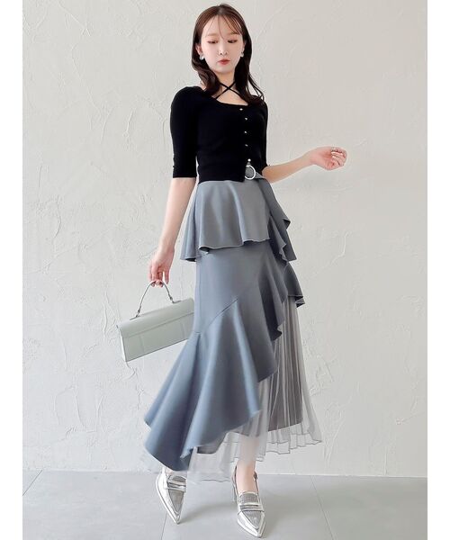 dazzlin（ダズリン）の「ハーフスリーブレイヤードカーデトップス（ニット/セーター・レディース・グレー/アイボリー/ブラック/ピンク/ボルドー・FREE）」の17枚目の写真