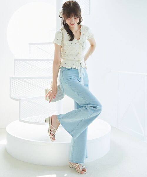 MAJESTIC LEGON（マジェスティックレゴン）の「ドットパターンリブカーディガン（カーディガン/ボレロ・レディース・ブラック系その他/グレー系その他/ホワイト系その他・MEDIUM）」の9枚目の写真